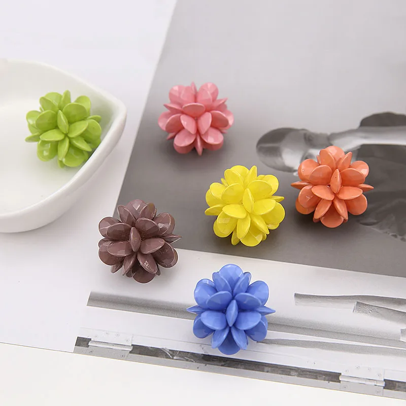 2 шт. корейские Винтажные серьги из смолы для женщин с объемным цветком и бусинами