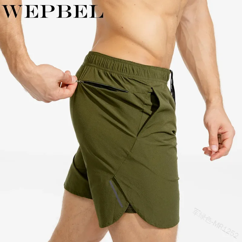 

WEPBEL Summer Shorts Men Sports Shorts Gym Workout Waistband Skinny Shorts with Pocket