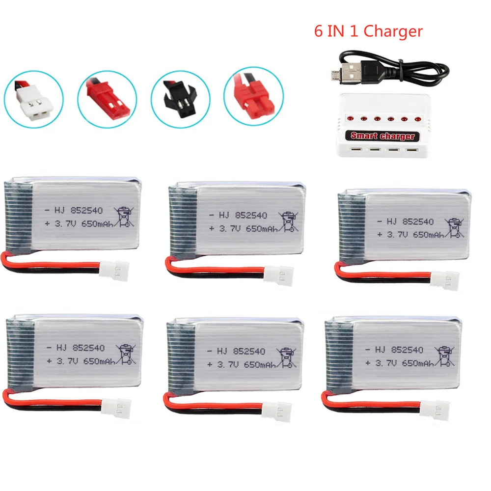 

Аккумулятор 3,7 В 650 мА · ч + 3,7 В USB зарядное устройство для SYMA X5 X5C, 852540, X5SW, H5C, 3,7 В, Липо-Дрон с перезаряжаемым аккумулятором, 1 шт. в 6 шт.