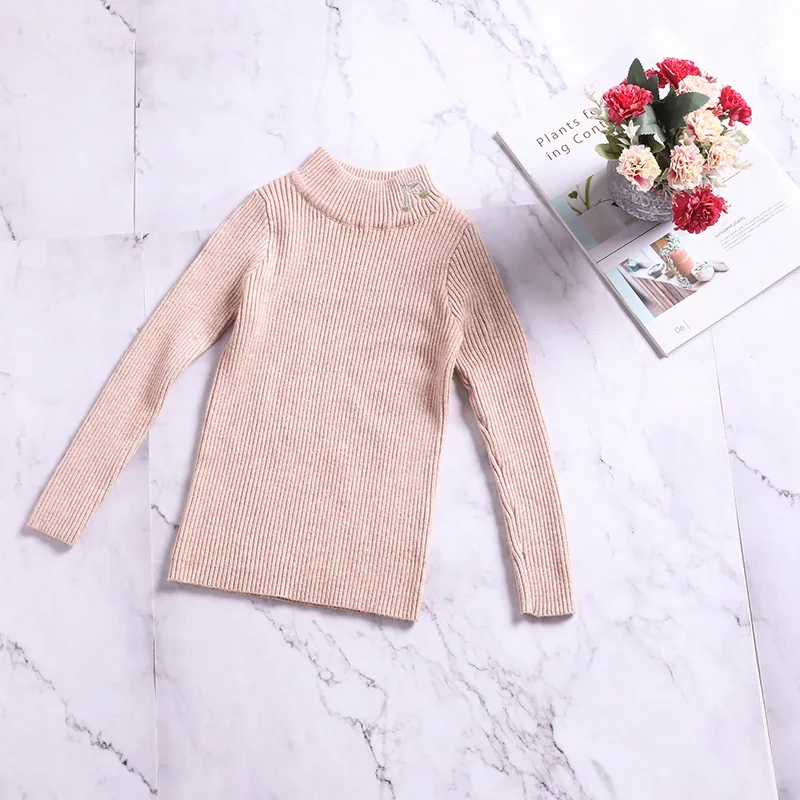 Beige Pink Свитера в рубчик; одежда для детей; свитера для мальчиков и девочек; детская одежда; одежда для малышей с вышивкой вишни; Новинка года; сезон весна-осень - Цвет: Beige Pink