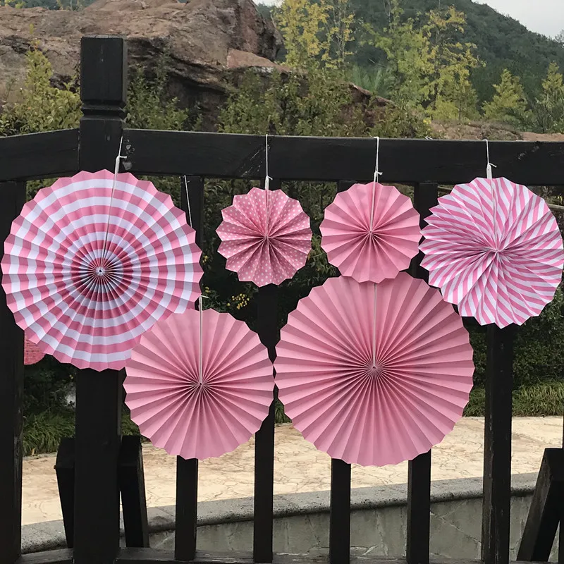 6Pcs/Set DIY Handmades Paper Tissue Fans Hanging Crafts Flower for Baby Shower Wedding Party Birthday Festival Decor - купить по