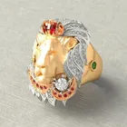 Кольца Goth Mall в стиле панк с головой льва для мужчин, золотые кольца с кристаллами, соединительные кольца на костяшки, кольца в стиле бохо для вечевечерние, Слизерин, мужские ювелирные изделия в стиле Харадзюку
