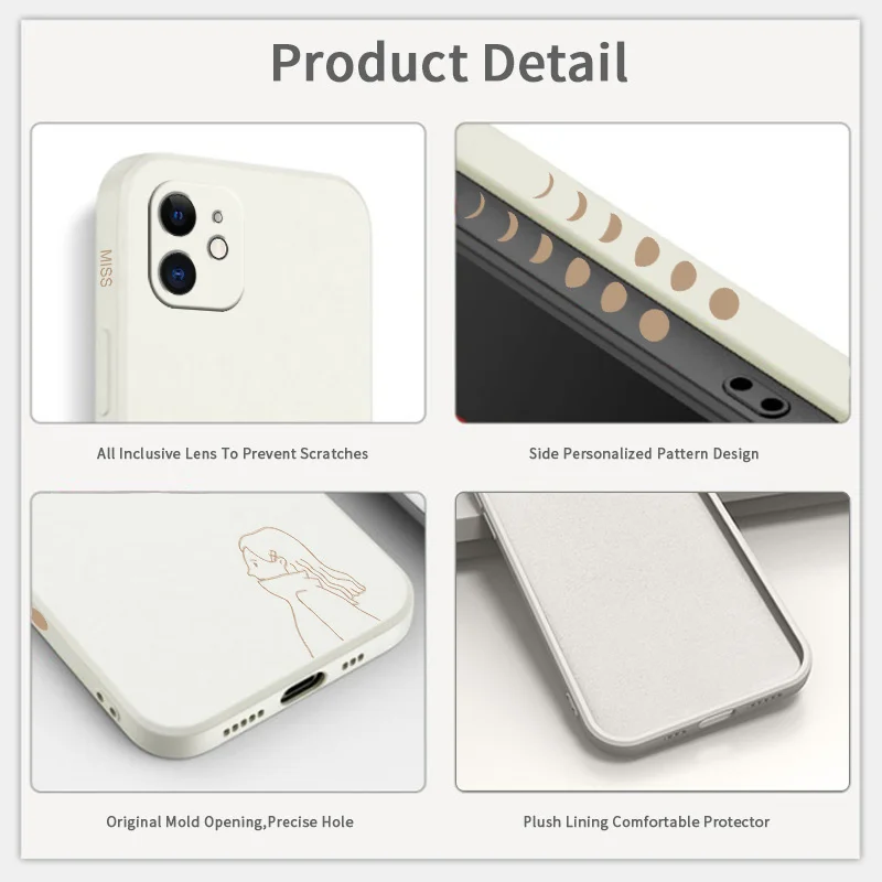 

Side Cartoon Couple Phone Case For iPhone 12 Pro Max 11 X XS XR XSMAX SE2020 8 8Plus 7 7Plus 6 6S Plus Liquid Silicone Cover