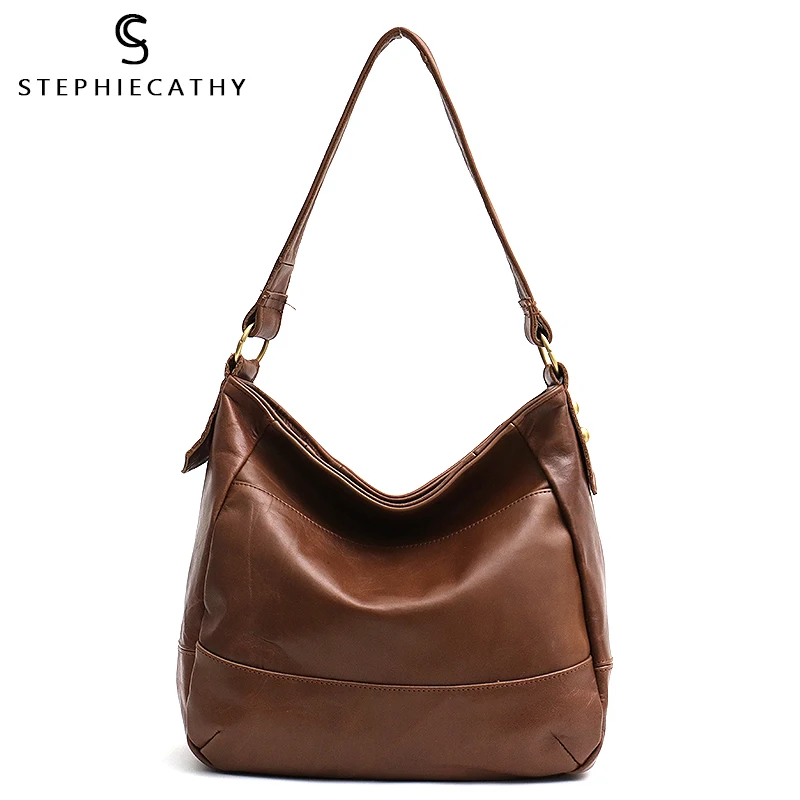Женская винтажная кожаная сумка на плечо SC классическая сумка-хобо в стиле ретро