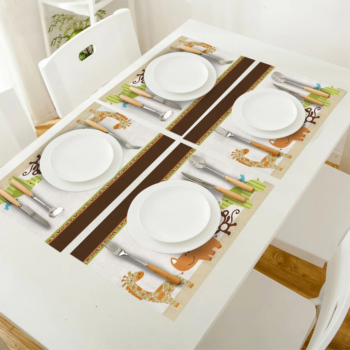 4 6 штук в партии комплект подложки под столовые приборы виде мультяшных животных