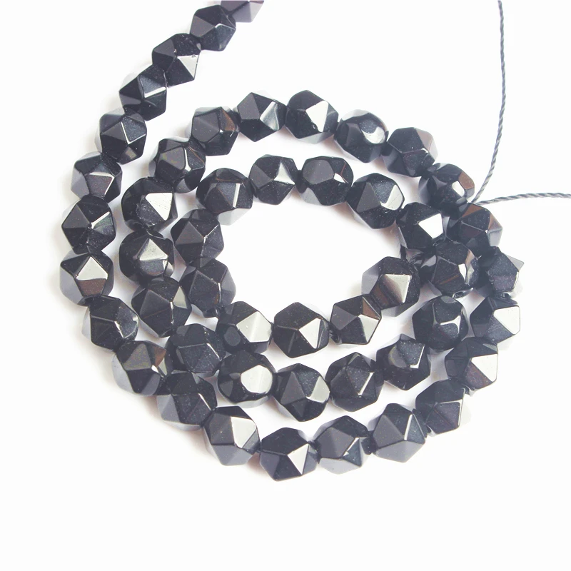 

Lingxiang naturally carves small flat Black Onyx loose beads for jewelry DIY stone bracelets and necklaces