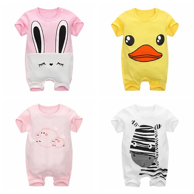 

Newborn Baby Clothes Summer 2021 Baby Boys & Girls Romper Short Sleeve Home Wear Cotton O-neck Cartoon Pajamas Infant Costume