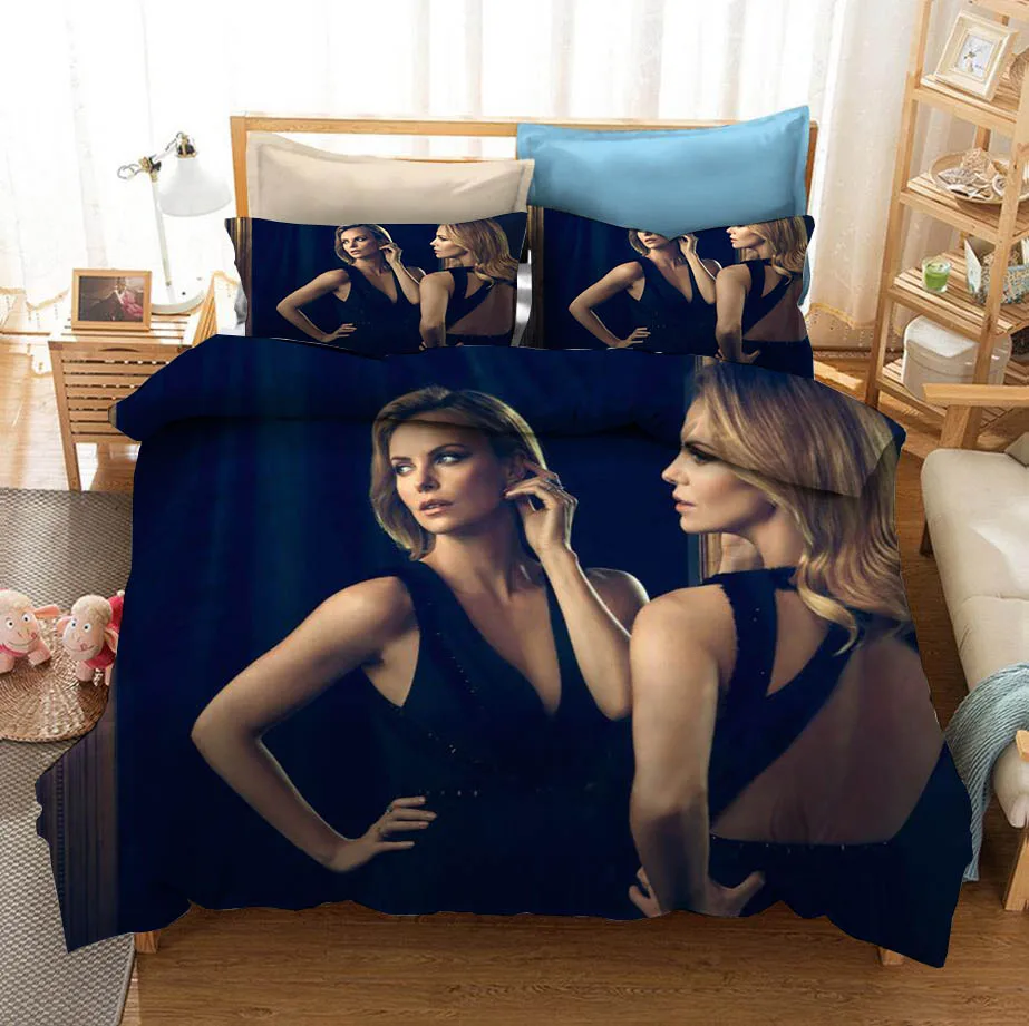 

Movie Actor Charlize Theron 3D Printed Bedding Set Duvet Covers Pillowcases Comforter Bedding Set Bedclothes Bed Linen