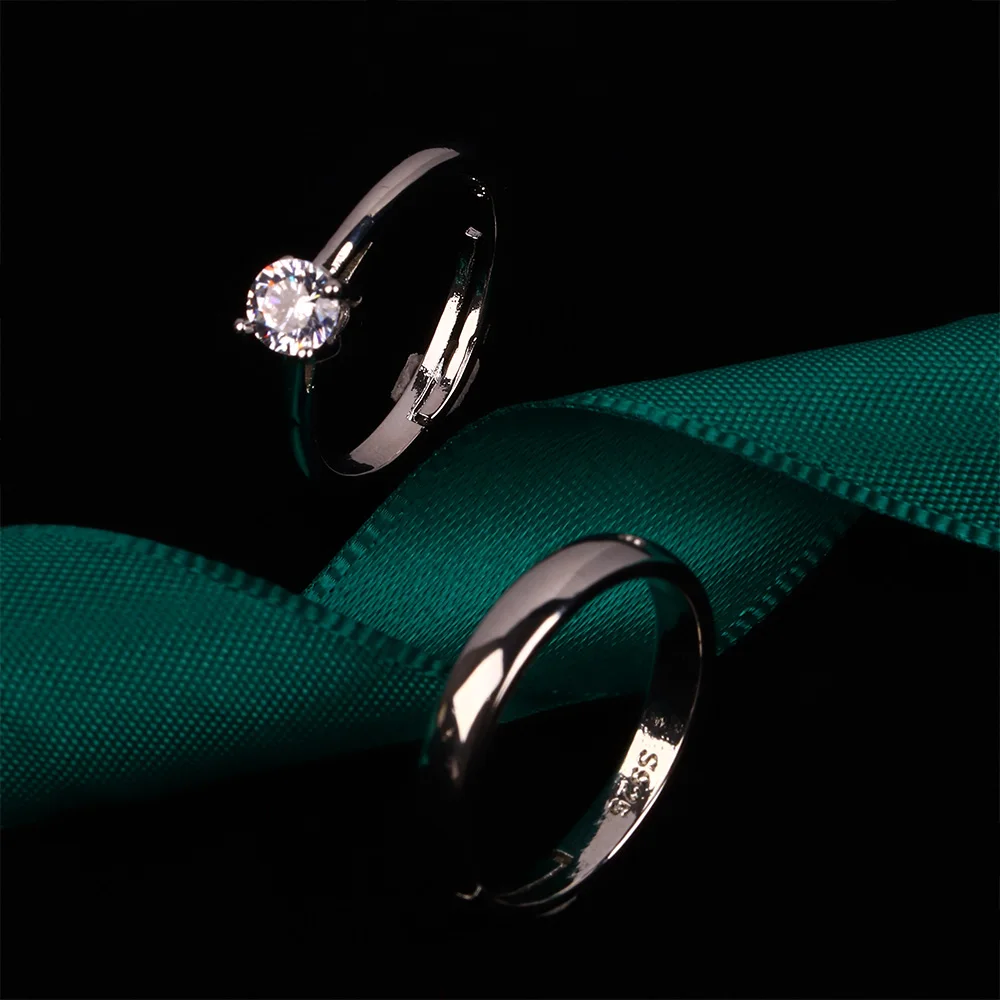 Модные женские и мужские Свадебные обручальные посеребренные открытые