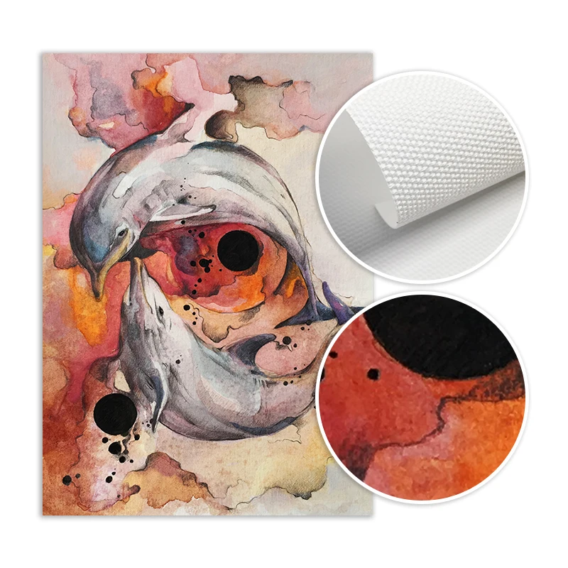 Картина водорослей, дельфина, осьминога "Монстр морского животного" акварельный рисунок абстрактного канваса плакаты печати для гостиной, спальни, коридора декор.