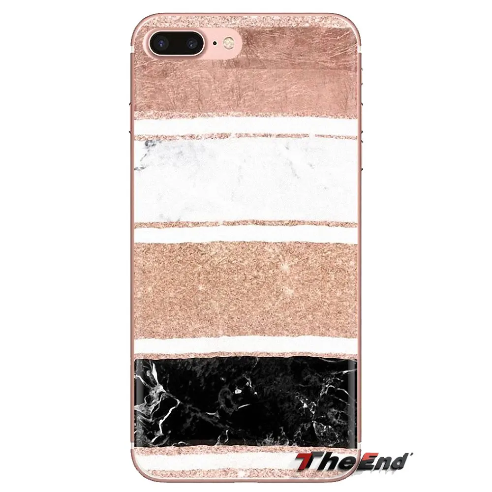 Мягкий корпус Чехол розовое золото блеск мраморные полосы для LG Spirit Motorola Moto X4 E4 E5