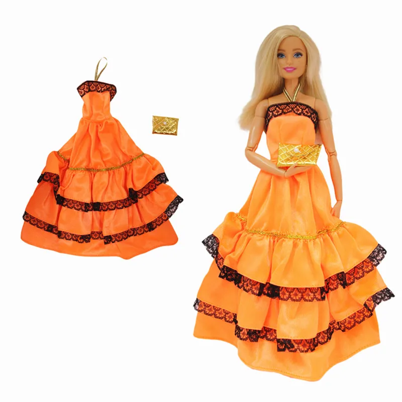 

Orange Layer Dress Outfit Suit Clothes for Barbie BJD FR SD Doll Role Play Accessories Girl Toys