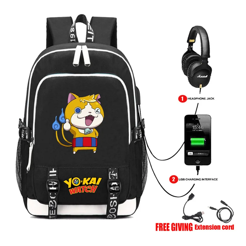 USB charging teenagers Men women's multifunction backpack Laptop bag Student book Bags for anime Youkai Watch 8 style | Багаж и сумки