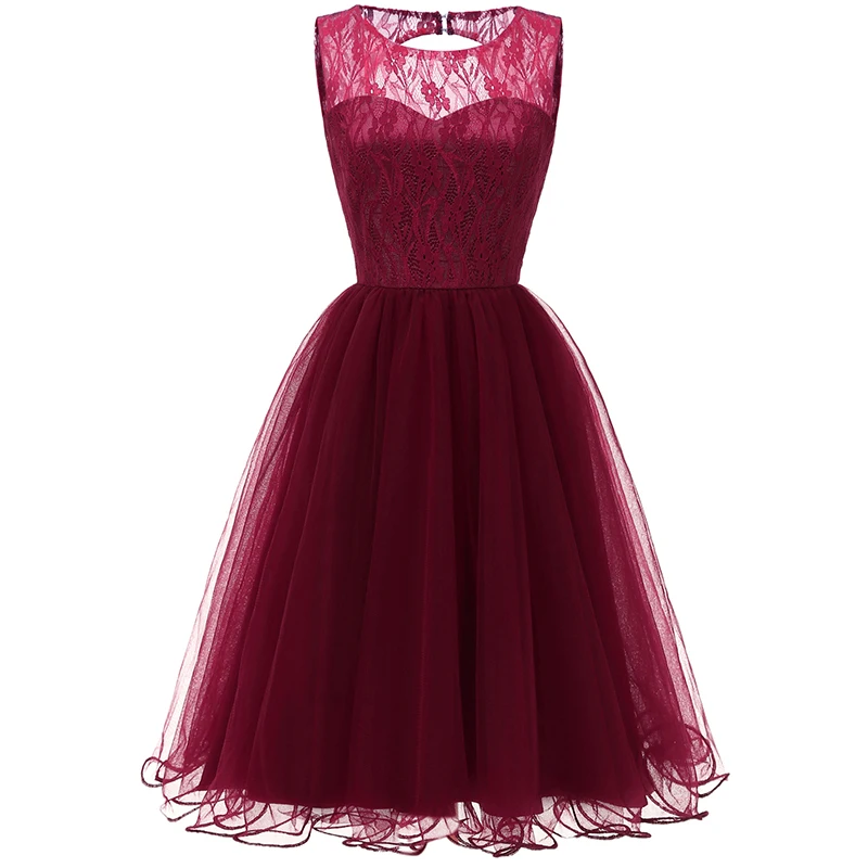 Robe de soiree без рукавов полое кружевное длиной до колена платье для выпускного