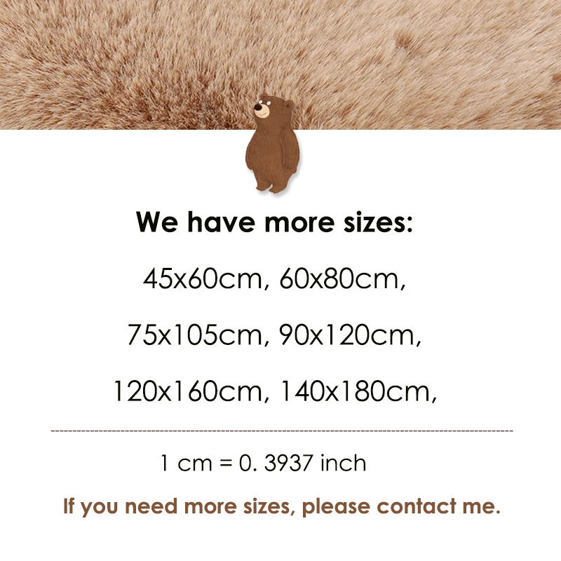 

Bear rug super soft silk carpet Indoor Modern Living room bedroom Rug Antiskid 75*105cm mat gray white brown children doormat