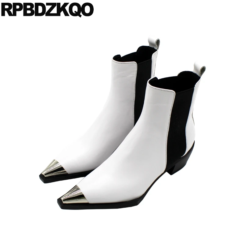 Ботинки челси женские с острым носком натуральная кожа без застежки массивные