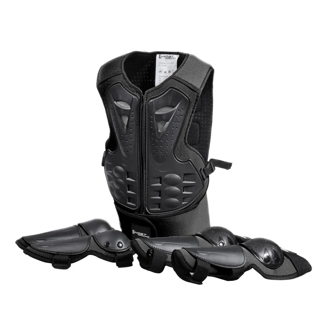 Детские наколенники для защиты груди и спины катания на лыжах мотоцикле черные |