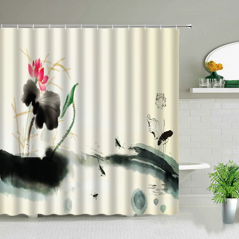 cactus flower shower curtains sunflower tulip rose butterfly floral plant landscape bath curtain set bathroom decor with hooks free global shipping