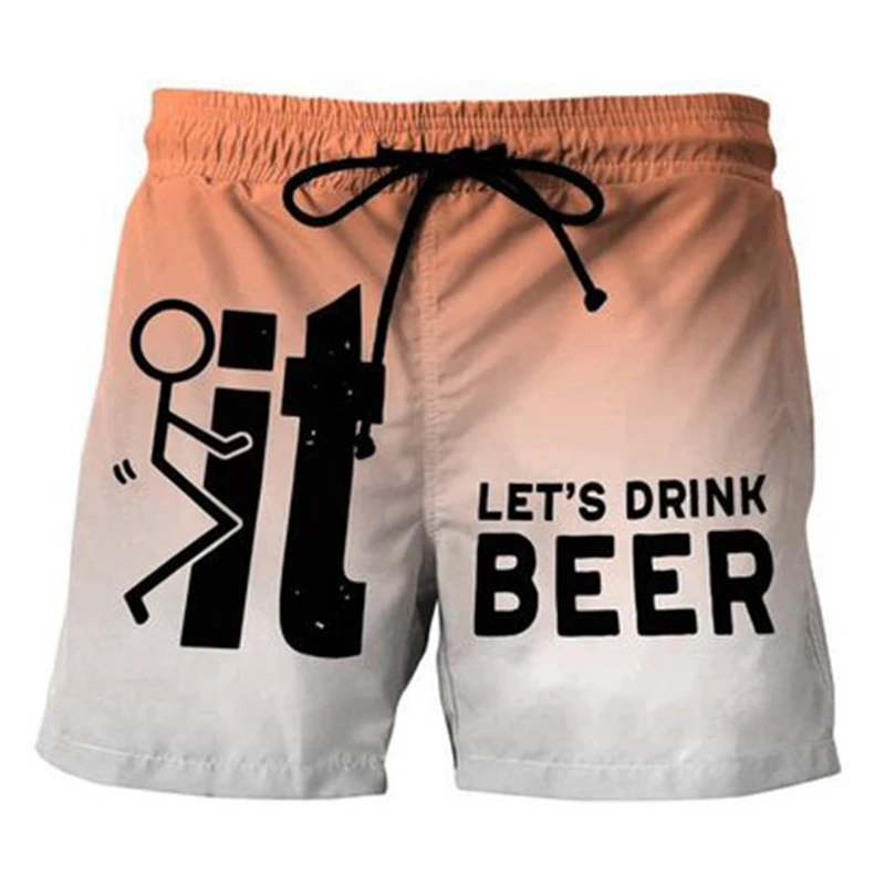 Мужские облегающие шорты Быстросохнущий купальный костюм с принтом и карманами