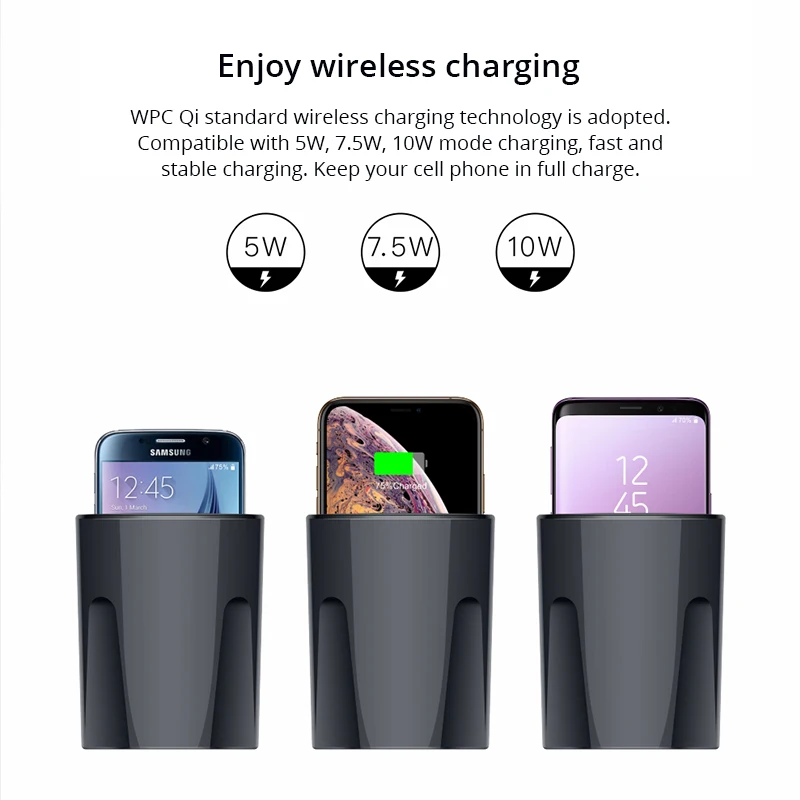 Muljexno беспроводное автомобильное зарядное устройство чашка для iPhone Xs Max Xr 8
