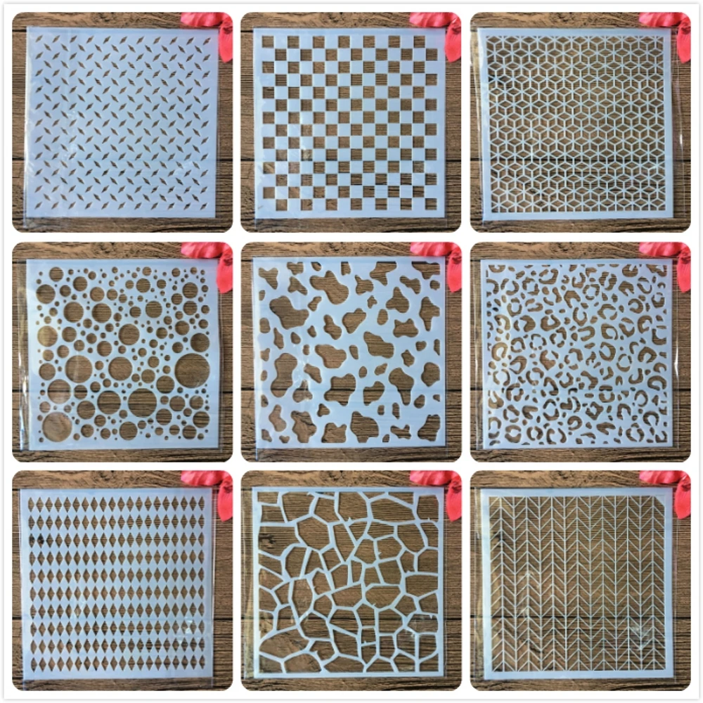 9 шт 13 см блок доска Сетка Текстура DIY трафареты наслоения настенная живопись
