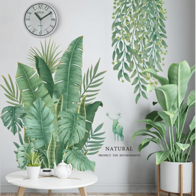

24 styles Green Leaves Wall Stickers For Bedroom Living-room Dining Room Kitchen Kids Room DIY Vinyl Wall Decals Door Murals