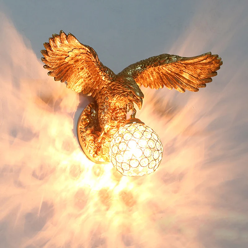 Золотой декоративный Орел настенный светильник креативный Роскошный Домашний