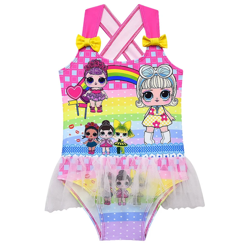 2020 купальный костюм для маленьких девочек с милым мультяшным принтом Купальные