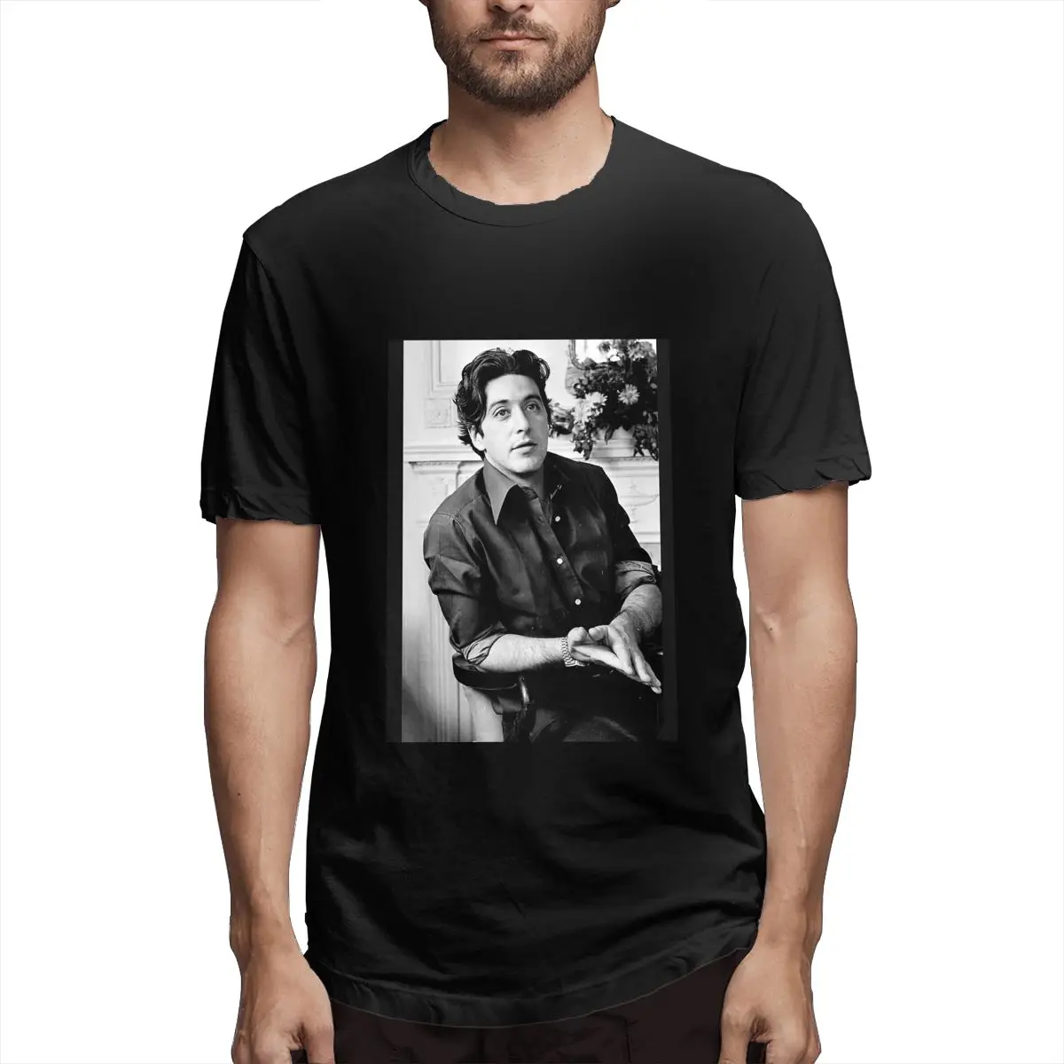 

Pacino Young Al Godfather Men T Shirt Vintage Tees Short Sleeve Crew Neck T-Shirts Cotton New Arrival Clothing