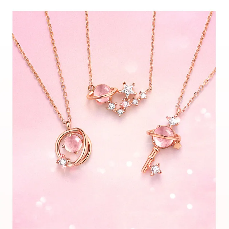 Новинка 2019 модное ожерелье с подвеской в виде розового кристалла Вселенной