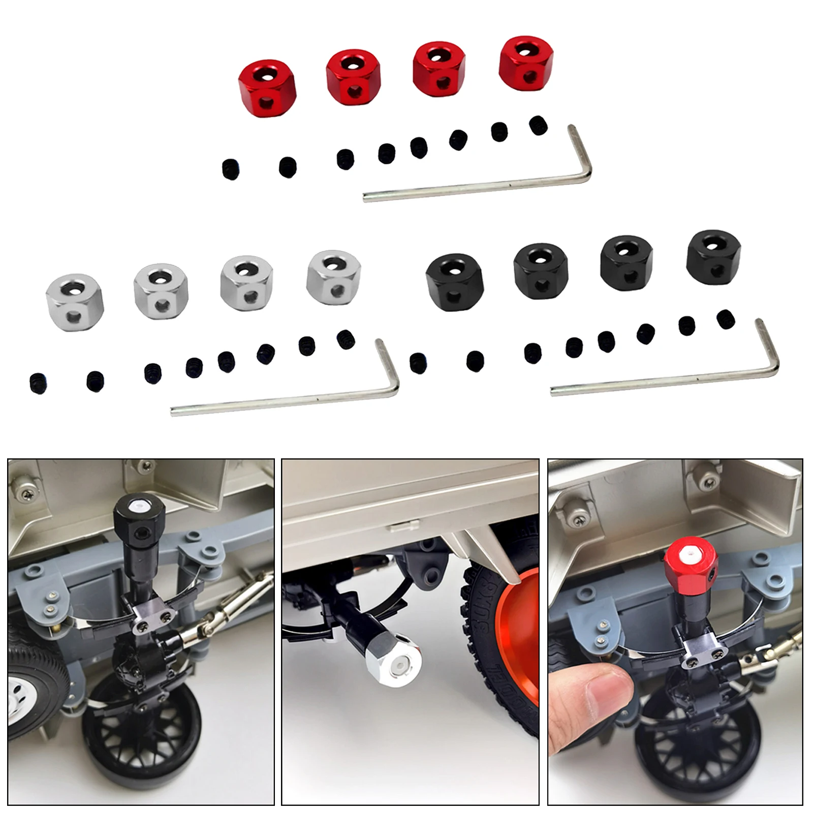 

4PCS Aluminium Alloy 5mm to 12mm Wheel Hex Hub Adapter with Wrench Screw for MN