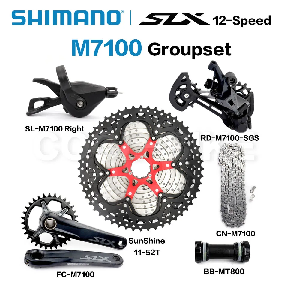 

SHIMANO SLX M7100 Groupset 12 Speed Shifter Rear Derailleur SunShine Cassette CN-M7100 chain FC-M7100 Crankset 170mm 175mm
