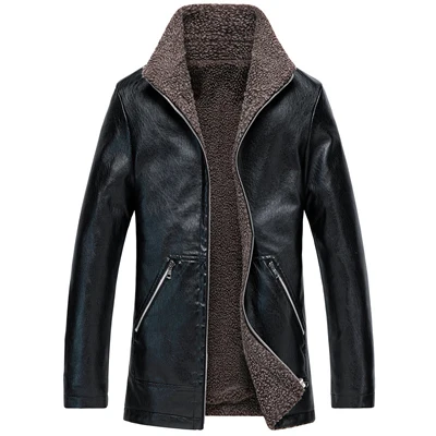 PU Leather Men's Jacket Winter Men Fleece Thick Warm Biker Coats Male Faux Leather Slim Motorcycle Jackets Clothing 8XL