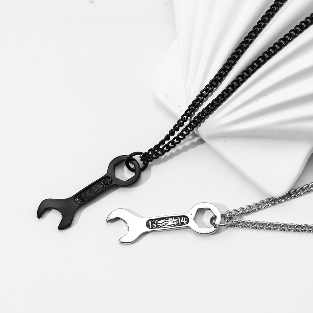 

Модный новый черный ключ инструмент кулон ожерелье для мужчин Модная простая цепь из нержавеющей стали мужское ожерелье хип-хоп рок ювелир...