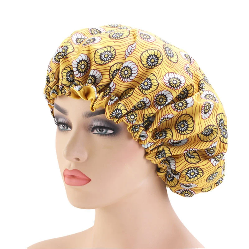 

Extra Large Sleep Cap fashion African Print Satin Sleep Cap Lined Bonnets Night Sleep Hat adult women Turban
