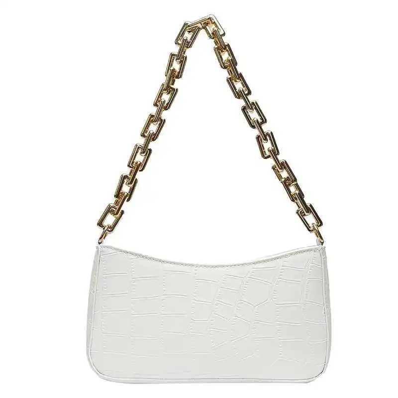

Stone Pattern PU Leather Armpit Bag For Women 2021 Solid Color Chain Shoulder Handbags Female Travel Fashion Hand Bag