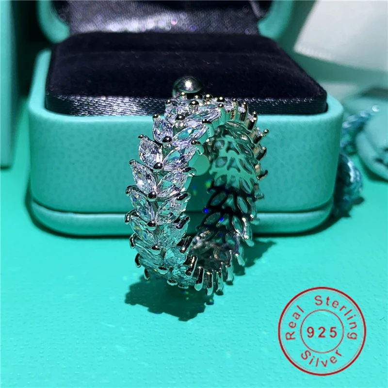 

Классические сверкающие модные украшения из стерлингового серебра 925 пробы маркиза 5A кубический цирконий CZ вечность помолвка лента цветоч...