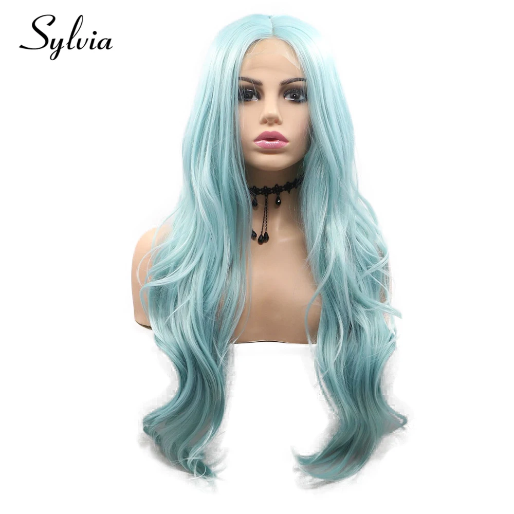 

Blue Platinum Blonde Water Body Wave Synthetic U Part Lace Front Wig Ombre Colored Wig U Sharp Machine Made Hair For Black Women