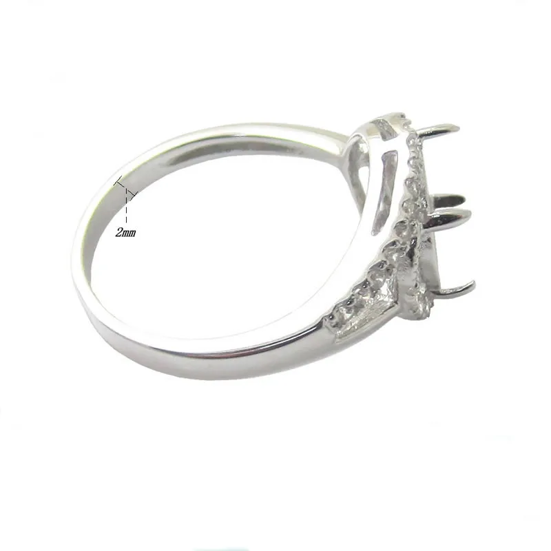 Кольцо из серебра 925 пробы 8 мм с круглым фианитом заготовки для колец