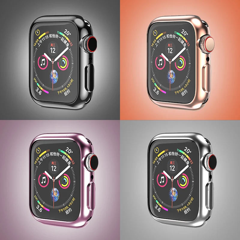 

Cover Case For Apple Watch band 44mm/40mm for apple watch 6 5 4 3 42mm/38mm iwatch screen protector Accessories silicone bumper