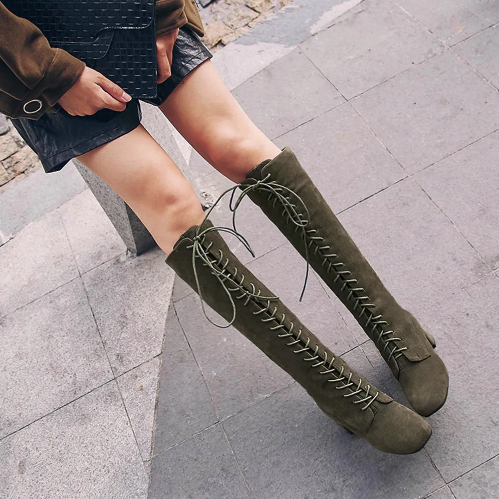 Сапоги ботфорты SAGACE женские на шнуровке высокие берцы винтажные В рыцарском