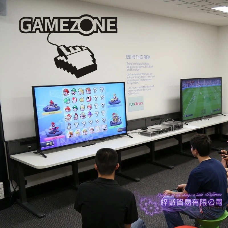 Игровая зона наклейка Видео игровой контроллер Стикеры играть плакаты тематики