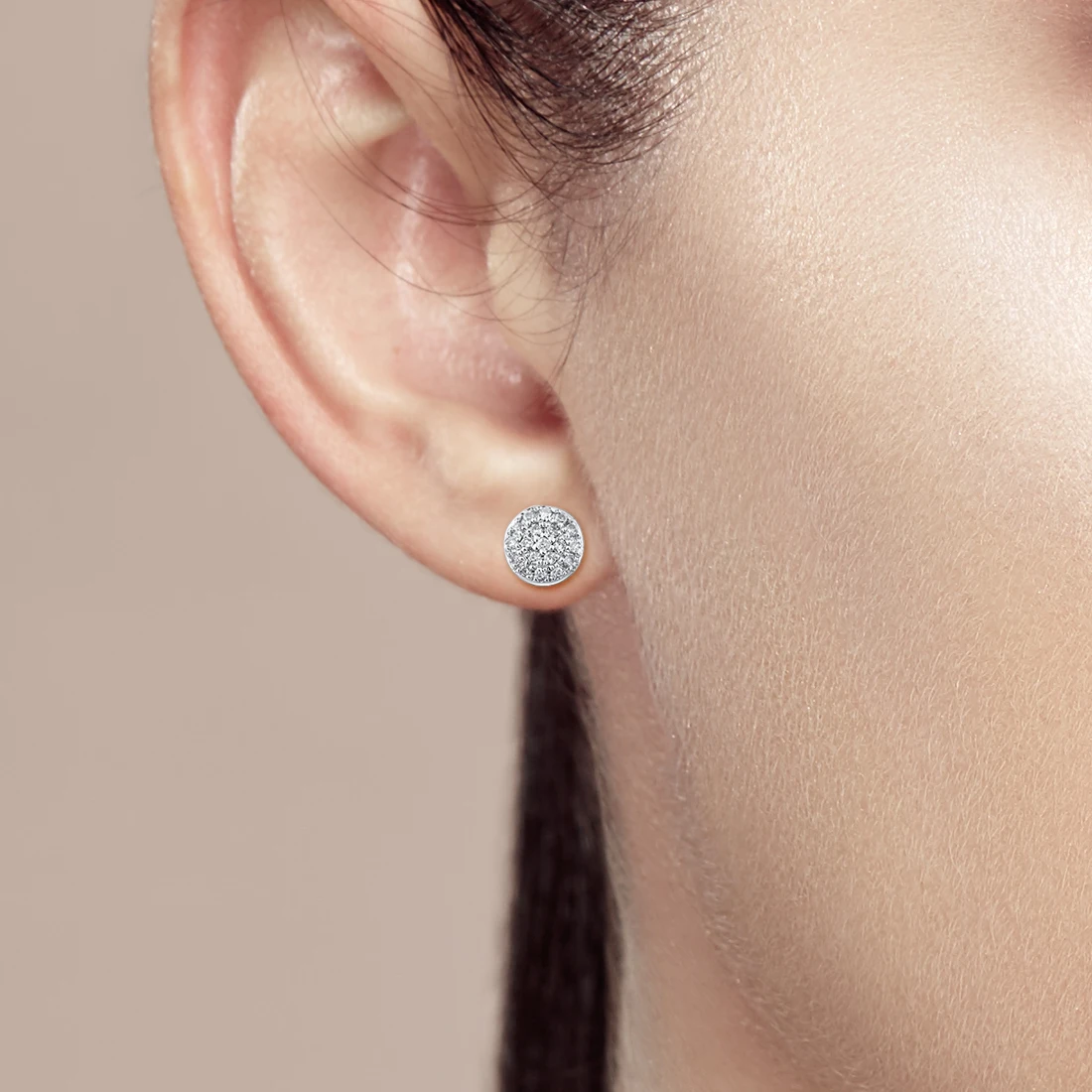 

VISTOSO Gold Earrings For Women 14K 585 White Gold Sparkling Diamond Dainty Round Stud Earrings Fashion Trendy Fine Jewelry