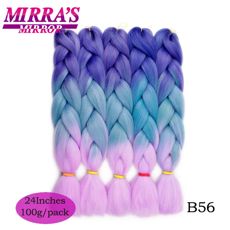 Mirra's Mirror 5 шт., 3 тона, Омбре, огромные косички, волосы для плетения, коричневые синтетические волосы для наращивания, Омбре, вязанные крючком волосы, 24 дюйма, 100 г