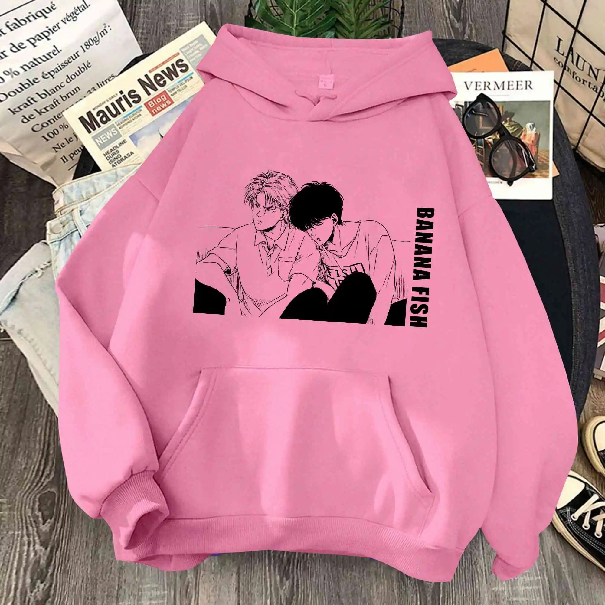 

Banana Fish Ash Lynx Eiji Print Hoodie Women Kawaii Oversize Sweatshirt 2022 Female Winter Fleece Warm Cartoon Harajuku Clothes