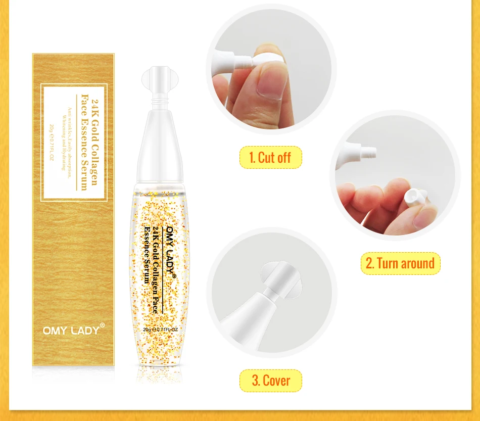 OMY LADY 24K Gold Essence Сыворотка для ухода за лицом против морщин для лица против старения отбеливание коллагена увлажняющий с гиалуроновой кислотой сыворотка