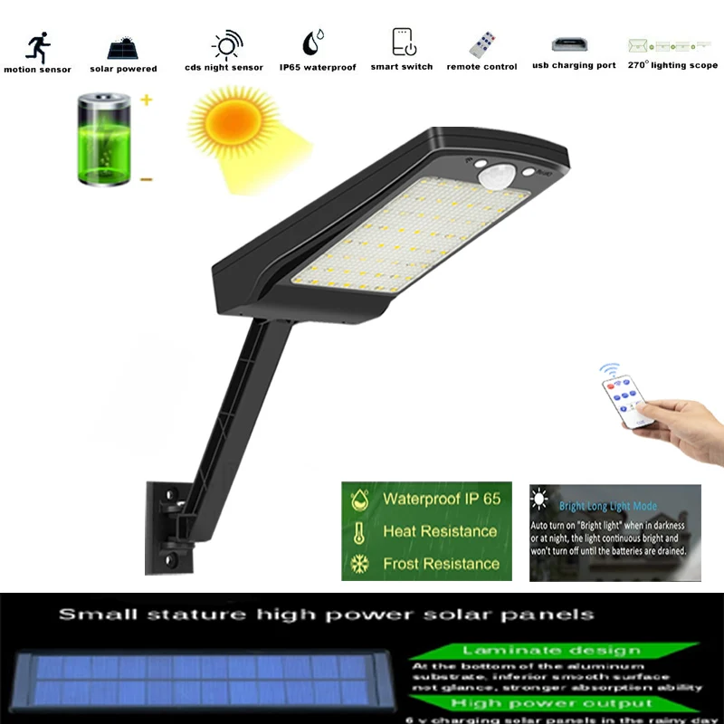 

56LED Solar Garden Light 800LM Waterproof Street Outdoor Wall Lamp Security Lighting For New ip65 new spot light