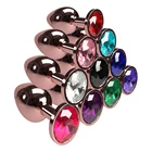 3 размера, гладкая металлическая пробка из розового золота с кристаллами, Анальная пробка, эротическая игрушка, Анальная пробка, пробка для взрослых, товары для женщин и мужчин