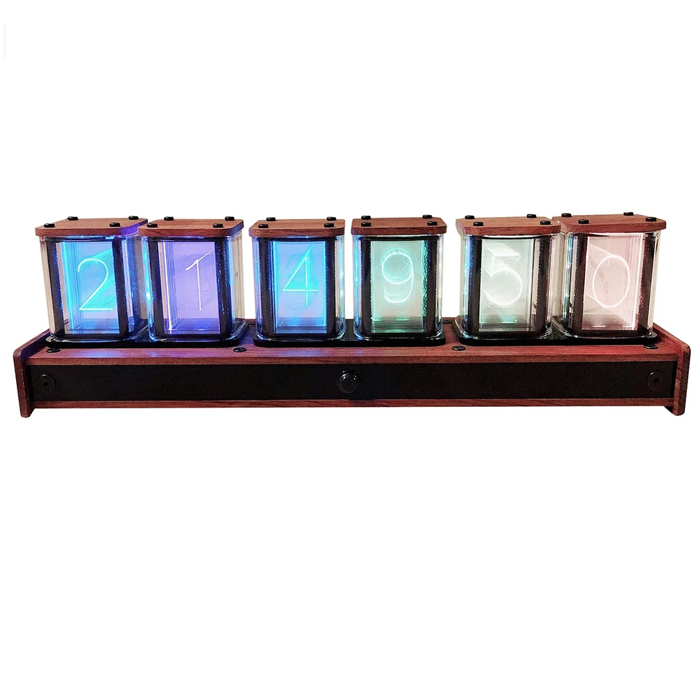 Светодиодный цифровой будильник 6 бит RGB электронный Ретро светящийся Nixie дисплей