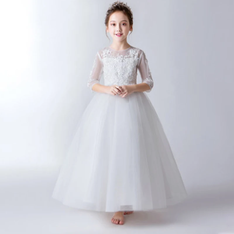 Style 10 Платья с длинными рукавами и открытыми плечами для девочек; цвет красный, розовый, белый; Платья с цветочным узором для девочек на свадьбу; Детские платья для первого причастия - Цвет: Style 10